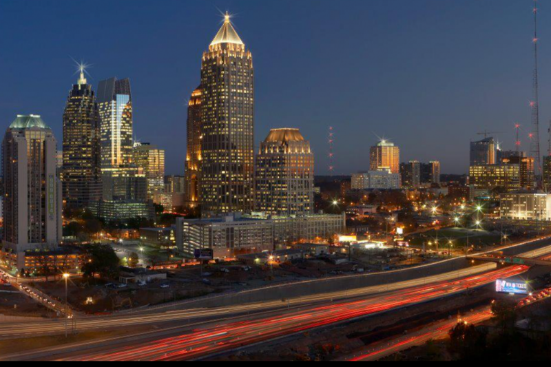 The Atlanta skyline at night
