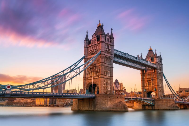 A view of Big Ben at sunset