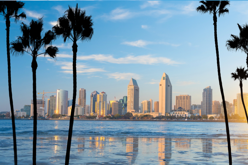 A picture of the San Diego skyline