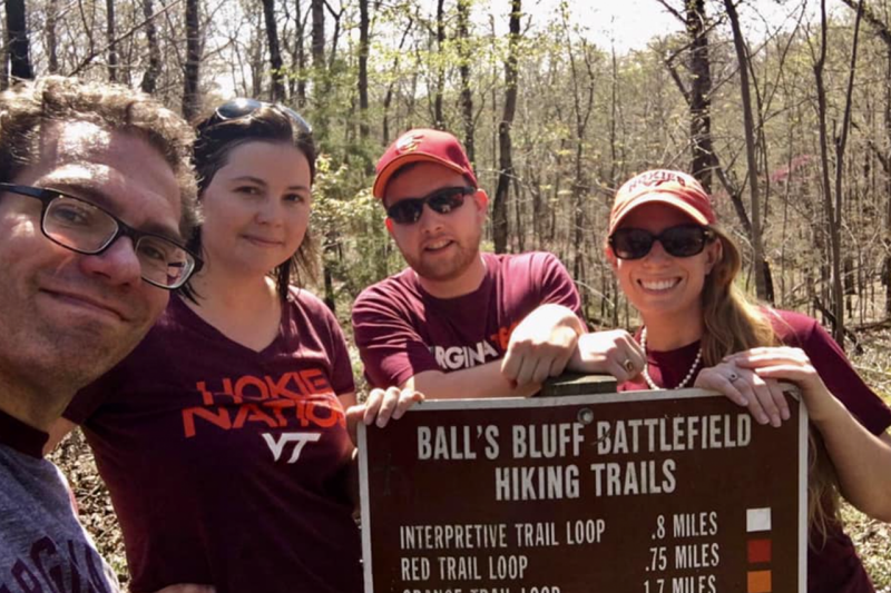 Western Maryland members of the alumni chapter pose outside during a hike